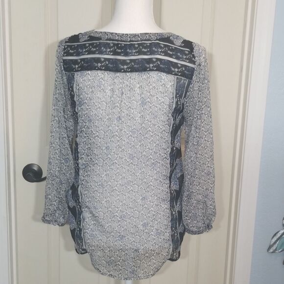 Lucky Brand, Size XS -5 Button Peasant Boho Festival Blues Floral - Picture 5 of 6